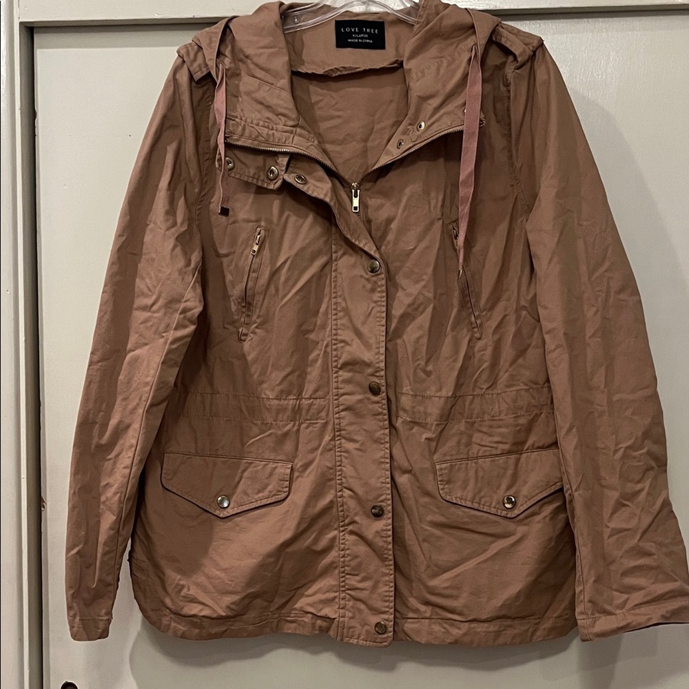Love Tree Women's Blush Pink Utility Jacket w/ drawstring waist